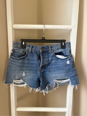 We The Free Distressed Light Blue Denim Cutoff Shorts